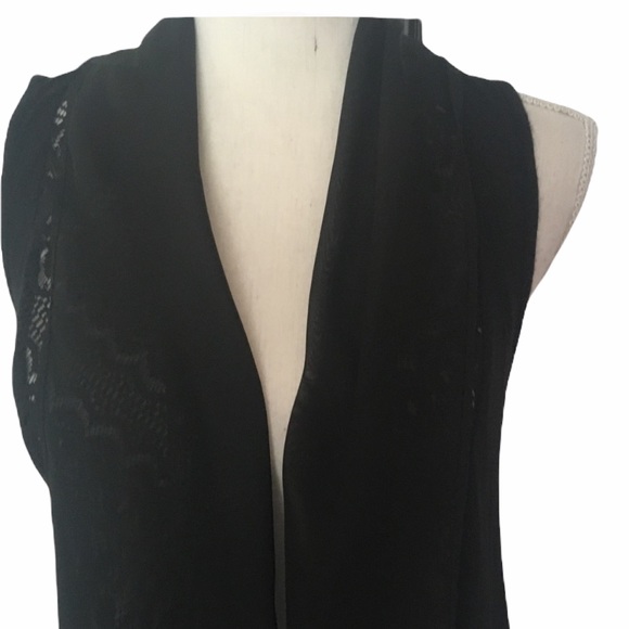 AB Studio Black Sleeveless Open Front Cardigan - Picture 3 of 11